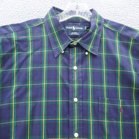 Ralph Lauren Mens Long Sleeve Button Down Shirt XL Blue Green Plaid‎ Casual - Picture 3 of 11